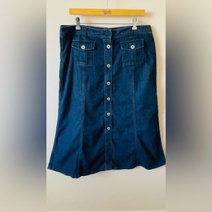 Talbots button-down blue jean skirt